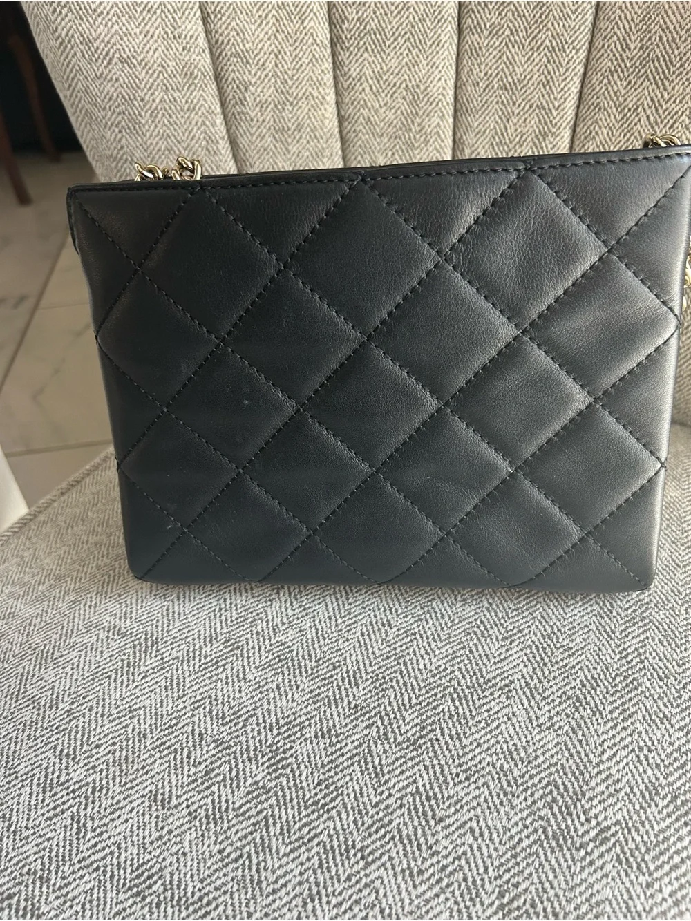 kate spade New York Quilted Black Leather Chain-Handle Shoulder Bag